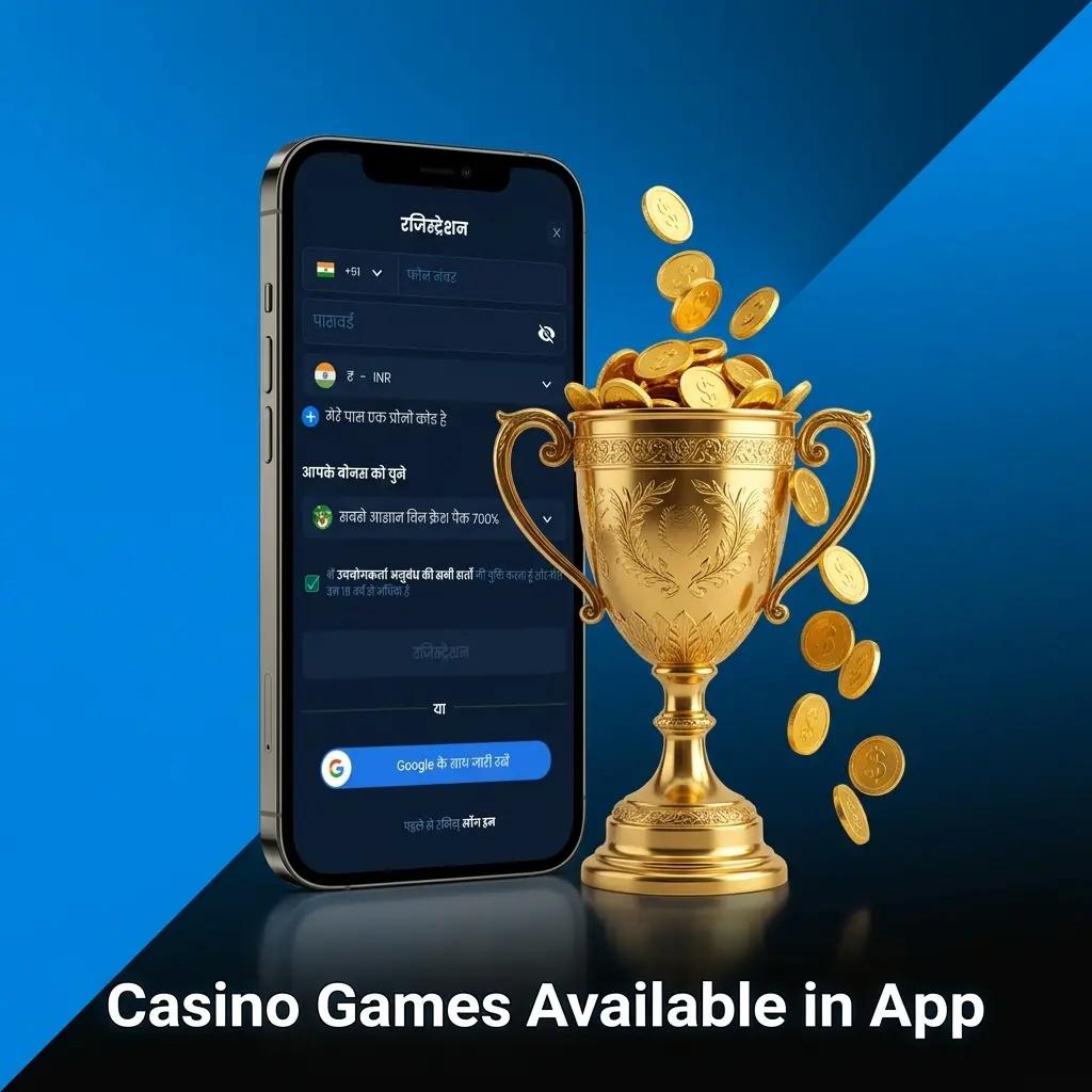 Casino app lobby showing 5000+ games including Teen Patti, Aviator, Live Roulette, and Blackjack from Evolution Gaming and Pragmatic Play