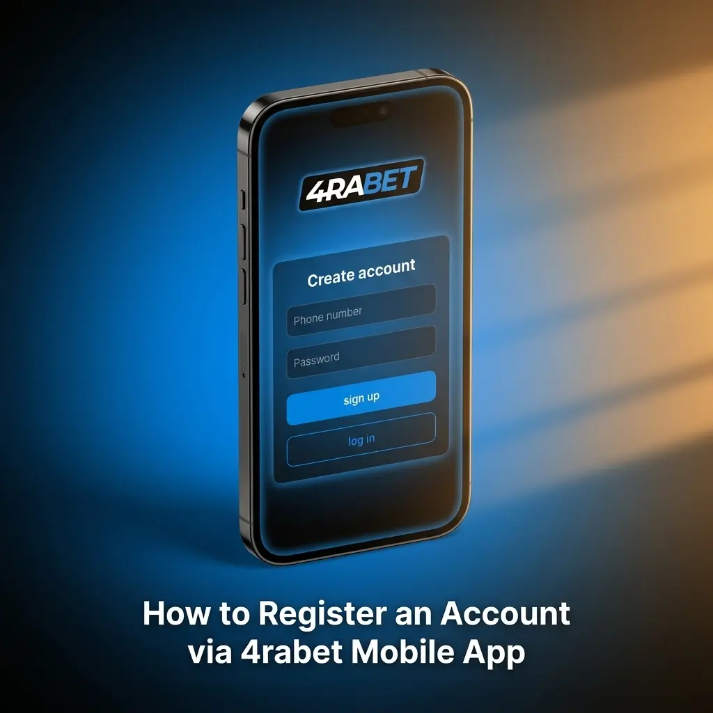 4rabet mobile app registration screen showing sign-up steps for Indian users to create account in under 60 seconds