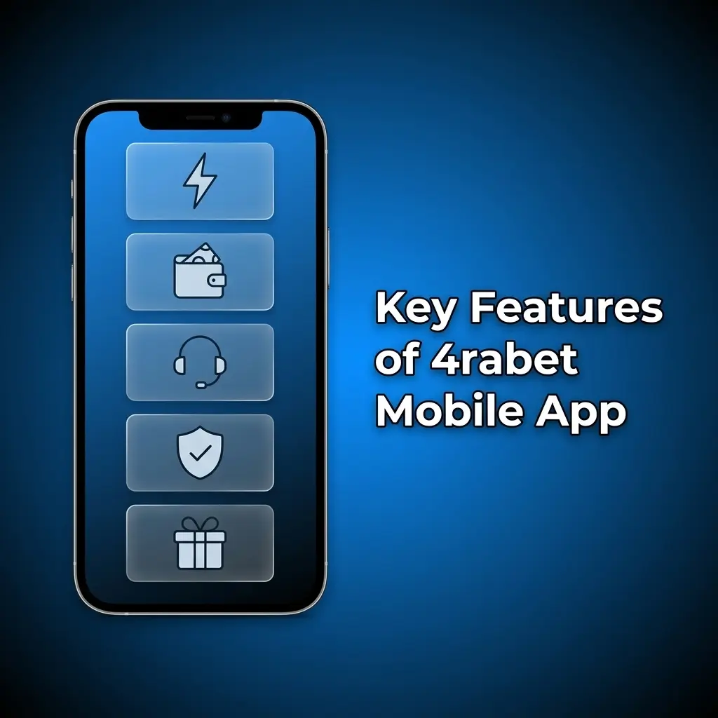 4rabet mobile app features including UPI payments, INR transactions, 5000+ casino games, and cricket betting for Indian players