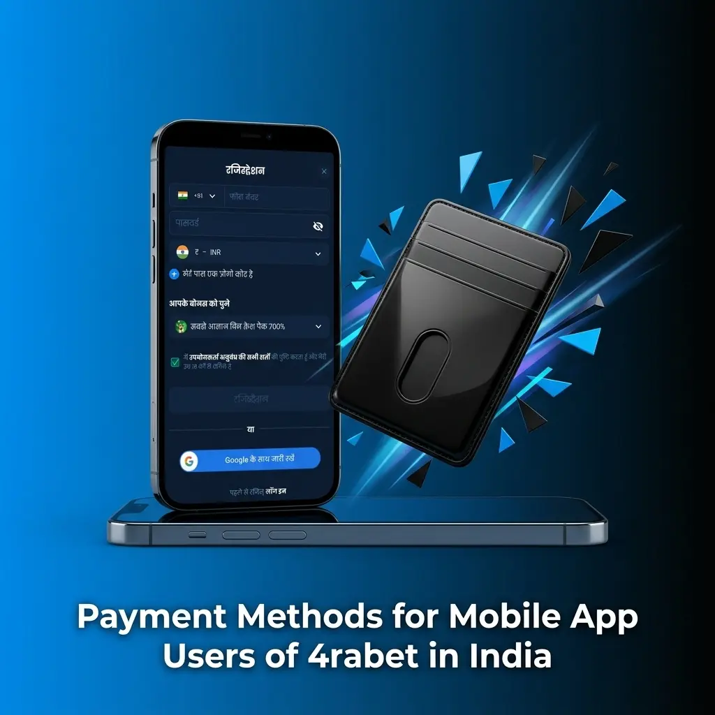 4rabet India mobile app payment methods including UPI, Paytm, Net Banking, and crypto options in INR